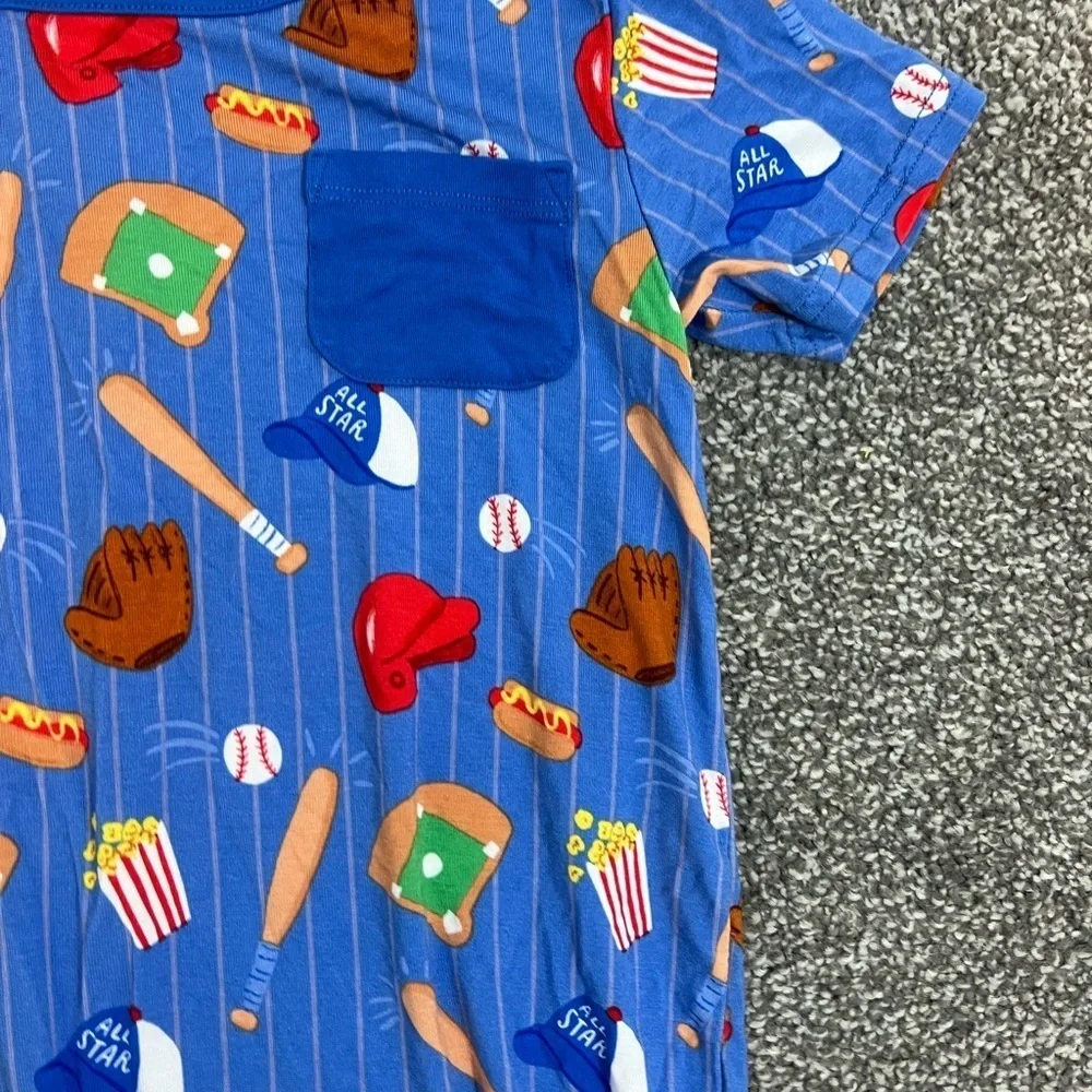 Little sleepies Blue Baseball Print Baby Romper 3T
